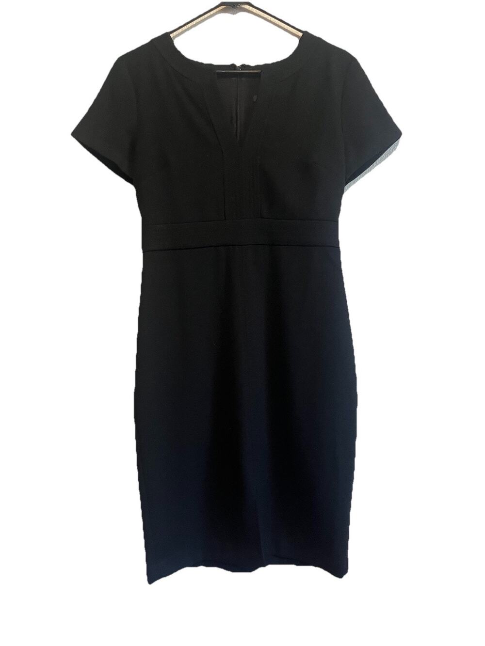 Ann Taylor Women 2 Black Sheath Dress Career Office Short Sleeve V Neck Cocktail